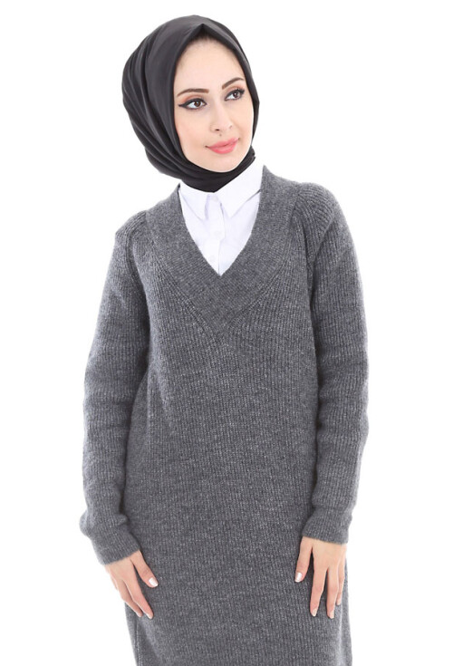 15467 V YAKA TRİKO TESETTÜR TUNİK