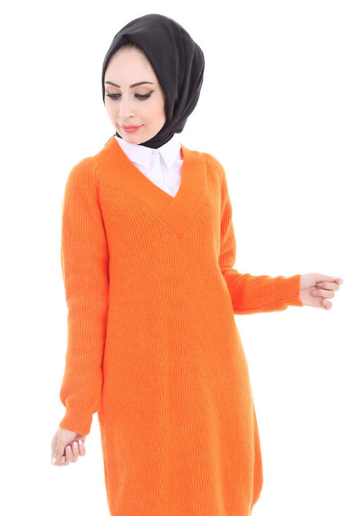 15467 V YAKA TRİKO TESETTÜR TUNİK