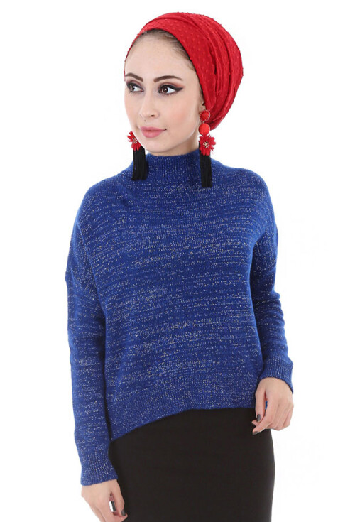 15502 SİMLİ TRİKO TESETTÜR KAZAK