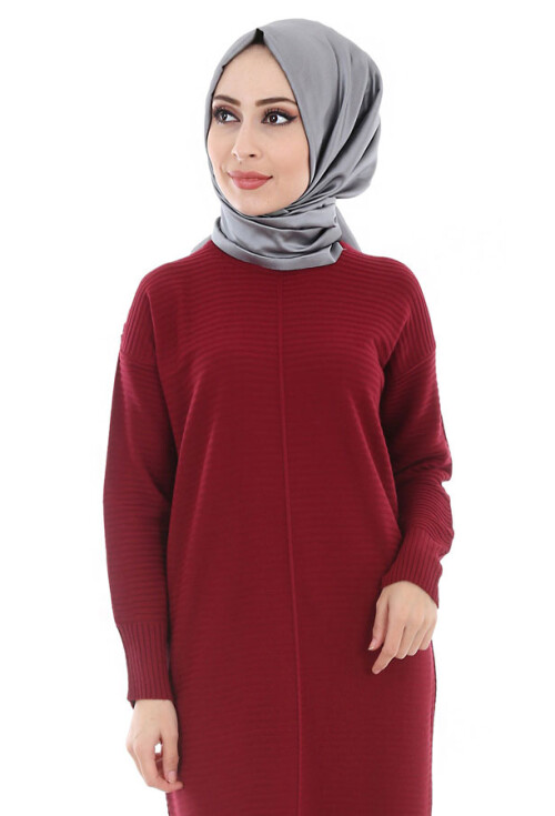 15518 FİTİLLİ TRİKO TESETTÜR ELBİSE