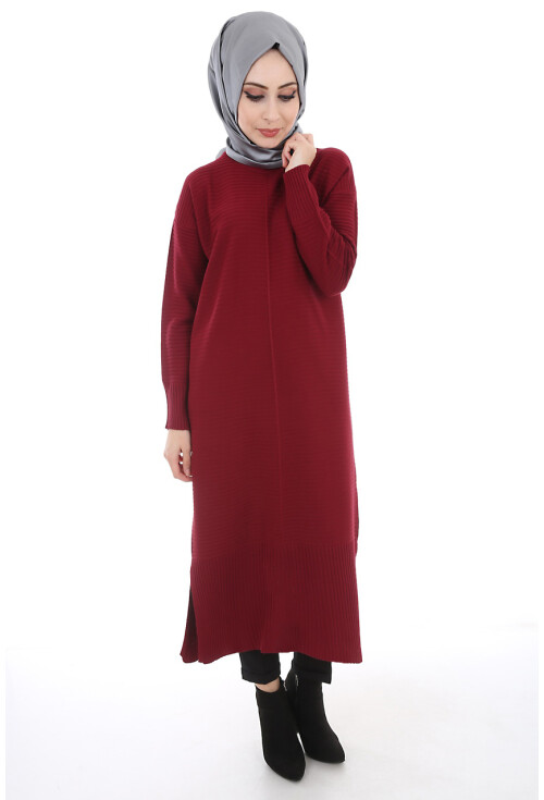 15518 FİTİLLİ TRİKO TESETTÜR ELBİSE