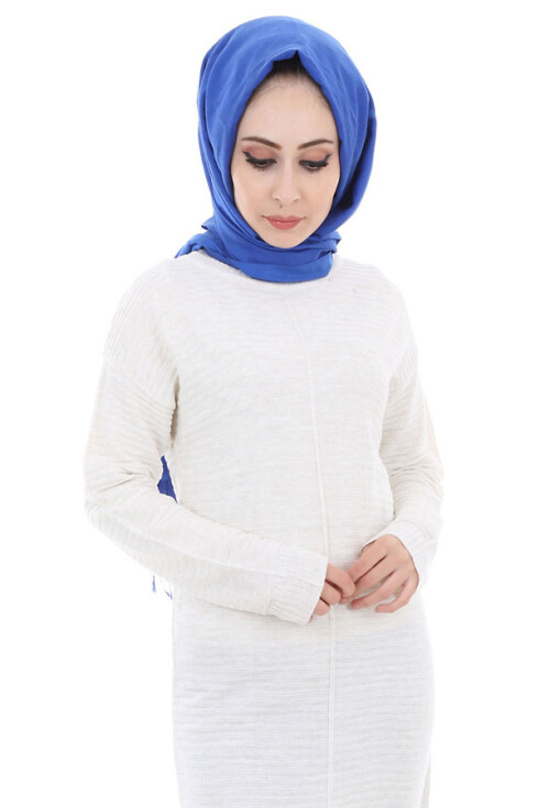 15518 FİTİLLİ TRİKO TESETTÜR ELBİSE