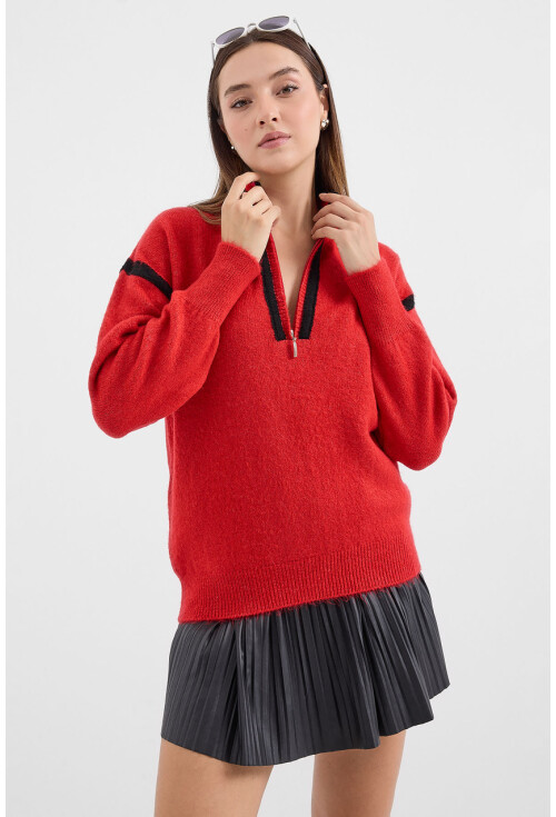 15888 Fermuarlı Oversize Kazak
