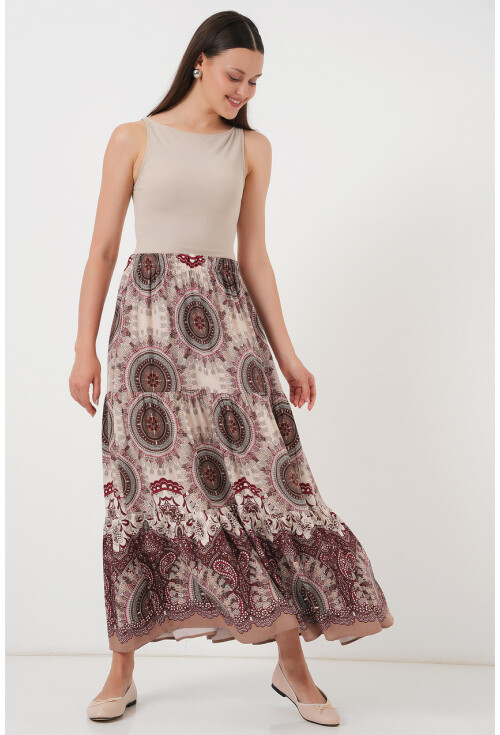 1898 Desenli Uzun Etek