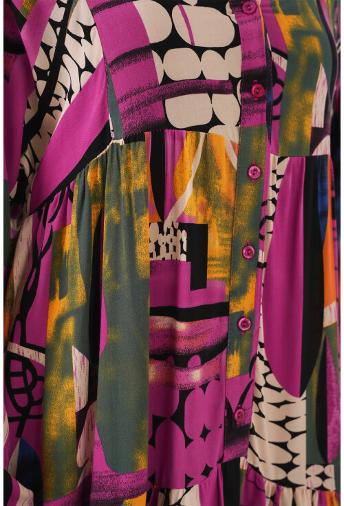 2423 Otantik Desenli Tesettür Elbise