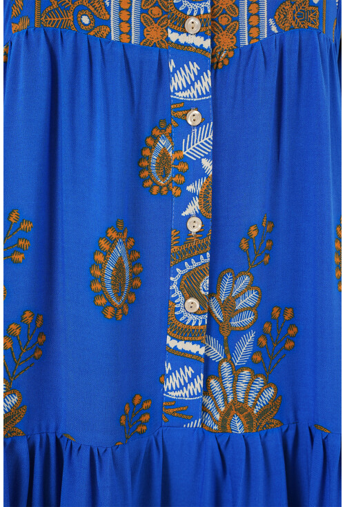 2423 Otantik Desenli Tesettür Elbise