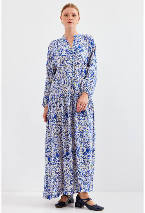 2423 Otantik Desenli Tesettür Elbise