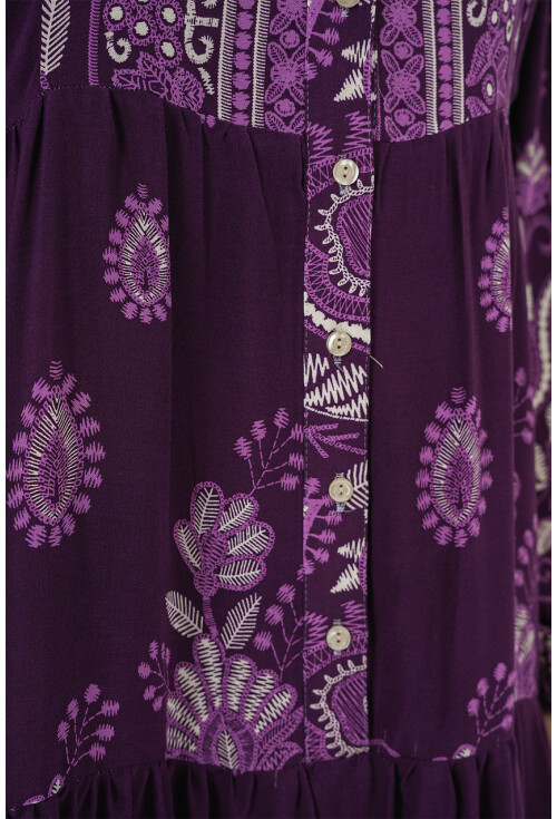 2423 Otantik Desenli Tesettür Elbise