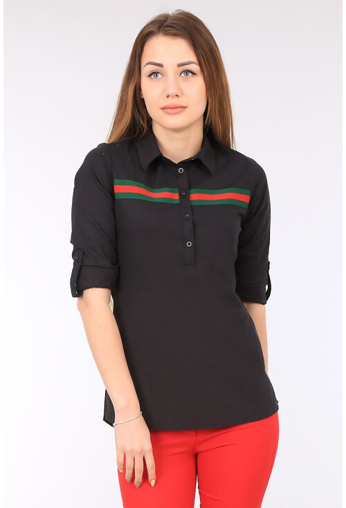 3463 ŞERİT DETAYLI POLO YAKA GÖMLEK