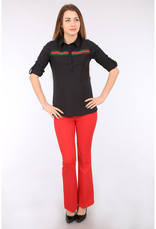 3463 ŞERİT DETAYLI POLO YAKA GÖMLEK
