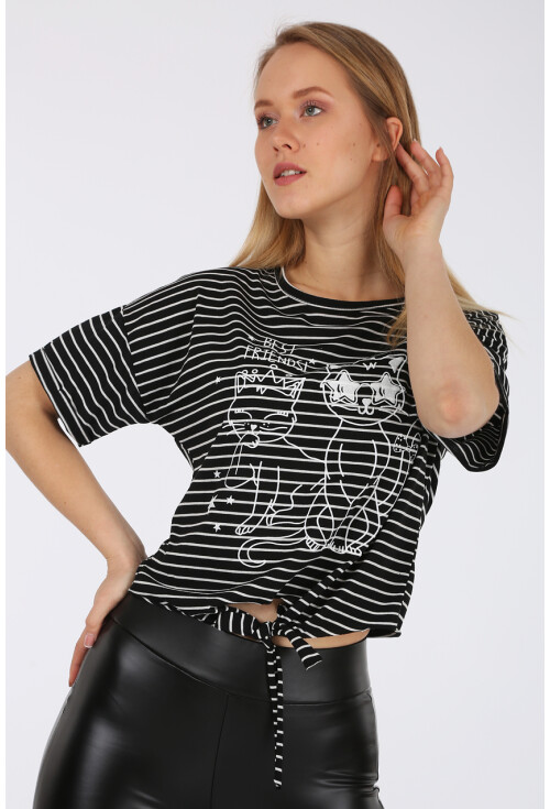 4293 Kedi Baskılı T-shirt