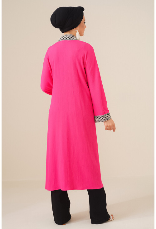 5865 Nakışlı Örme Uzun Kimono