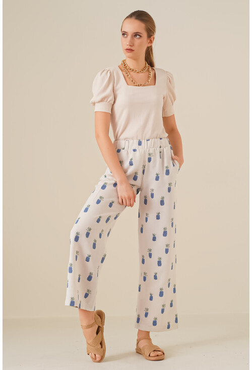 6554 Desenli Bol Paça Pantolon