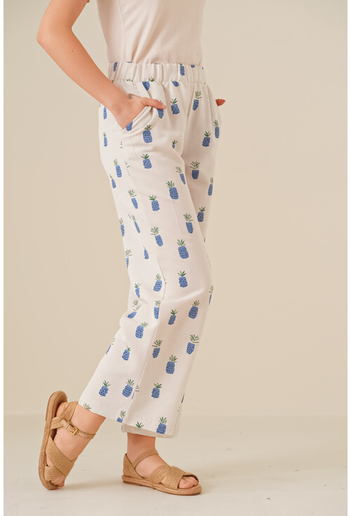 6554 Desenli Bol Paça Pantolon