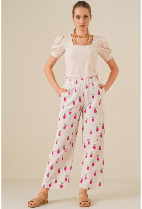 6554 Desenli Bol Paça Pantolon
