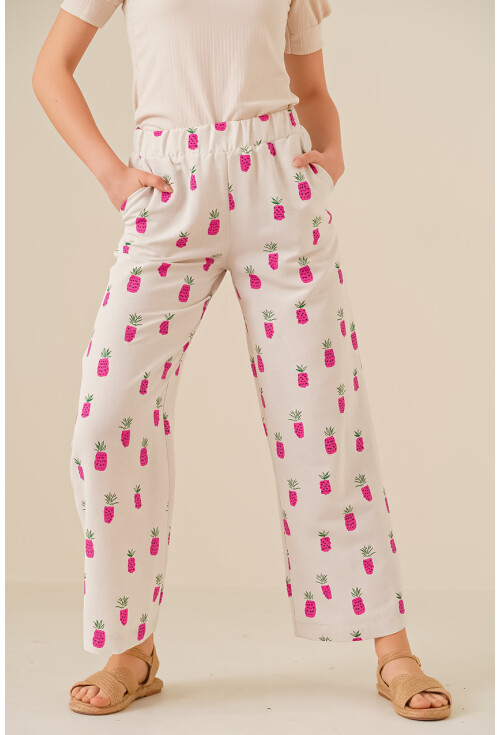 6554 Desenli Bol Paça Pantolon