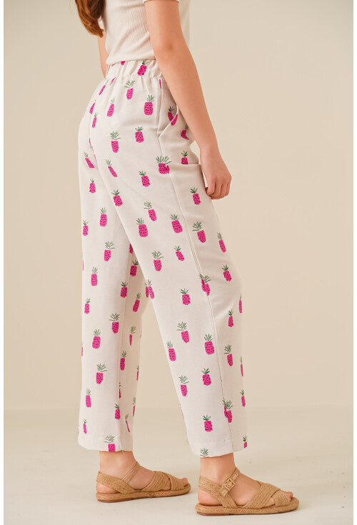 6554 Desenli Bol Paça Pantolon