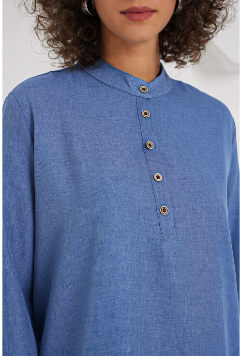 6678 Keten Tunik Pantolon İkili Takım