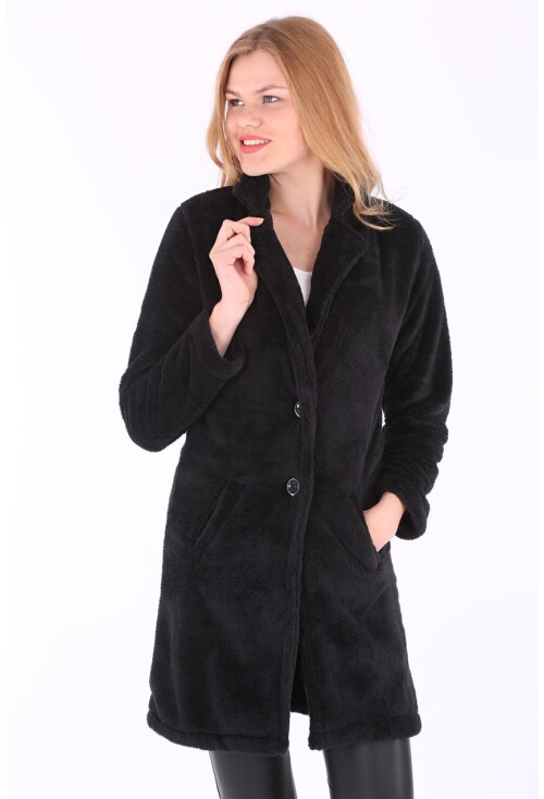 9069 Şal Yaka Peluş Kaban