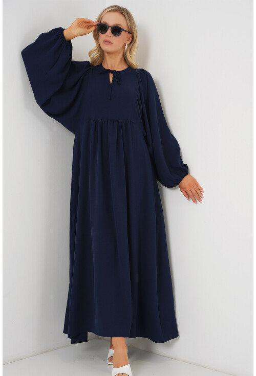 Kadın Balon Kol Uzun Tesettür Elbise 2464