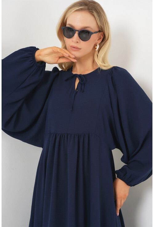 Kadın Balon Kol Uzun Tesettür Elbise 2464