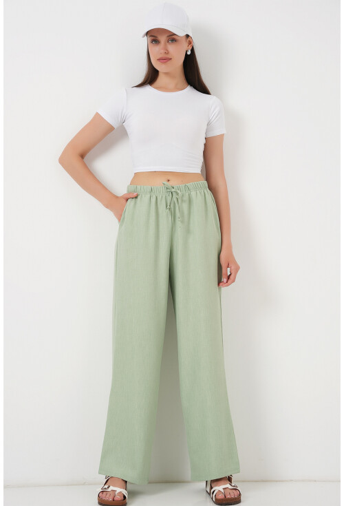 Kadın Geniş Paça Keten Pantolon 6735