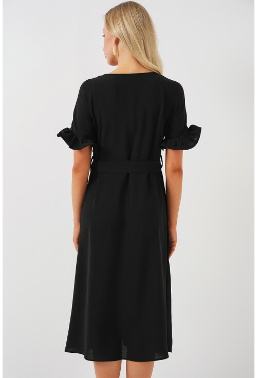 Kadın Kısa Kol Düğmeli Elbise 2555