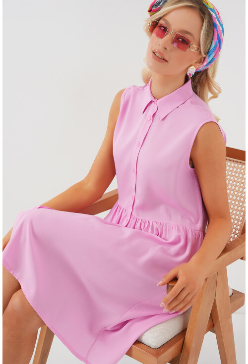 Kadın Sıfır Kol Midi Elbise 2563