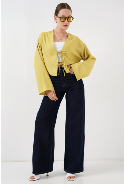 Önü Bağlamalı Keten Kimono 960