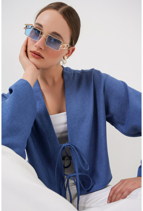 Önü Bağlamalı Keten Kimono 960