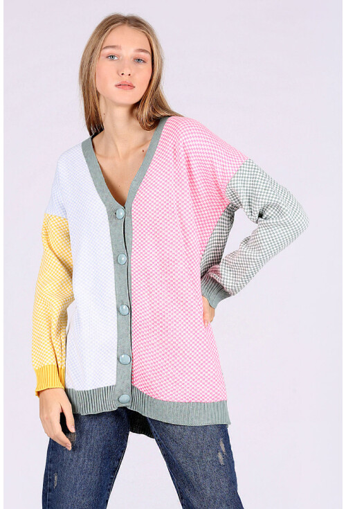 01016 Çok Renkli Boyfriend Hırka