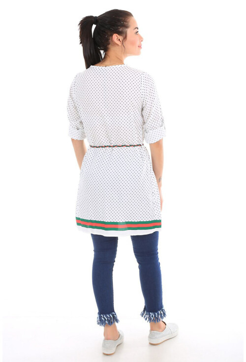 0347 Kemerli Şeritli Tunik