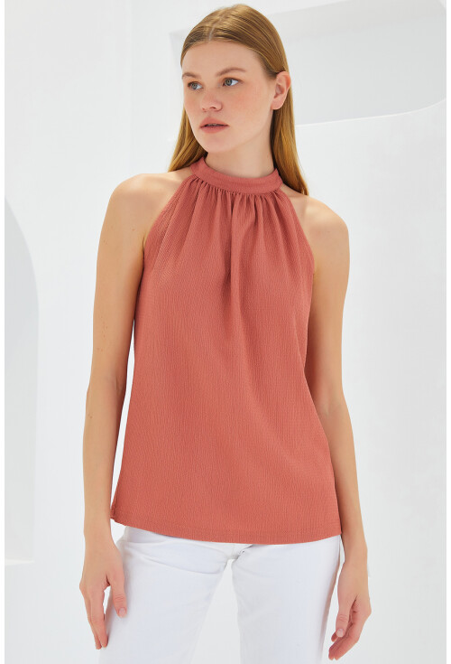 0489 Halter Yaka Örme Bluz