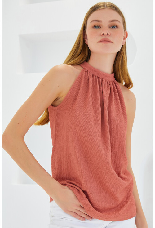 0489 Halter Yaka Örme Bluz