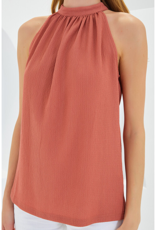 0489 Halter Yaka Örme Bluz