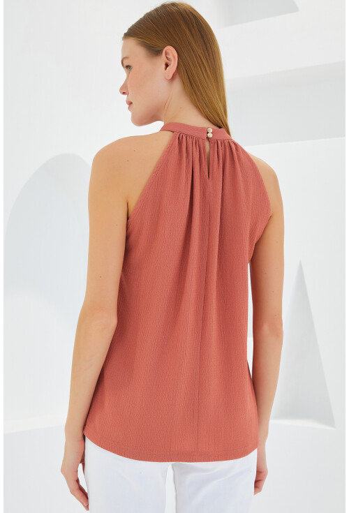 0489 Halter Yaka Örme Bluz