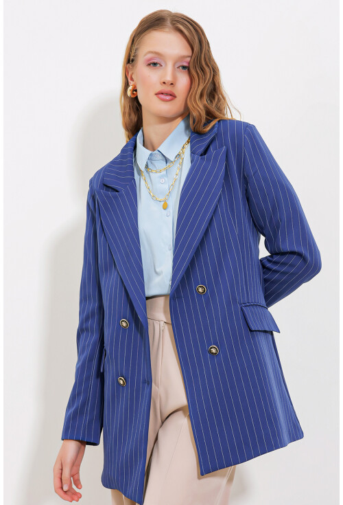 0699 Çizgili Blazer Ceket