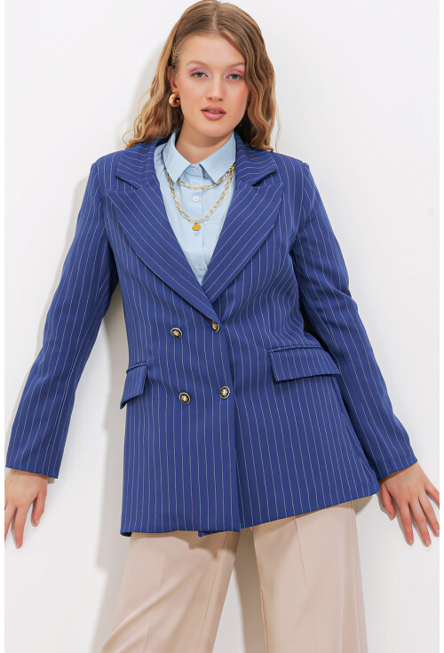 0699 Çizgili Blazer Ceket