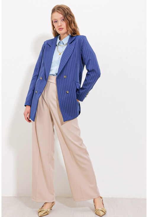 0699 Çizgili Blazer Ceket