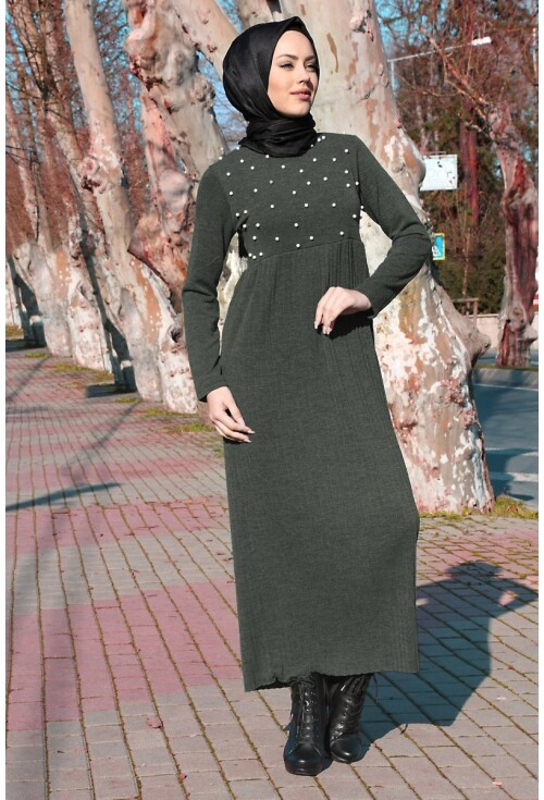 10096 İNCİLİ TRİKO ELBİSE