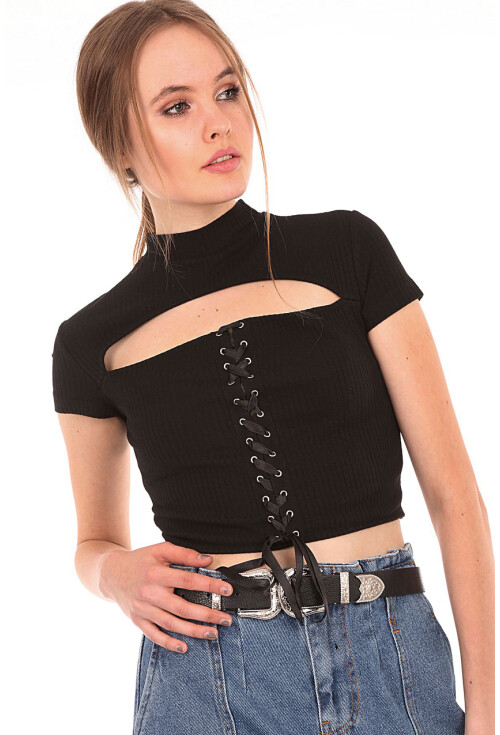 10268 KORSAJLI KISA KOL TRİKO BLUZ