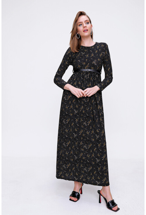 10294 Desenli Tesettür Elbise