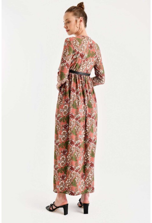 10294 Desenli Tesettür Elbise