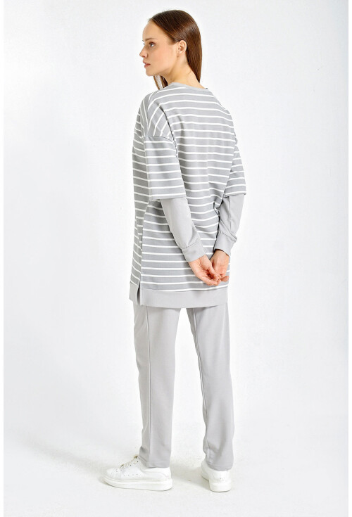 10295 Oversize Çizgili Takım