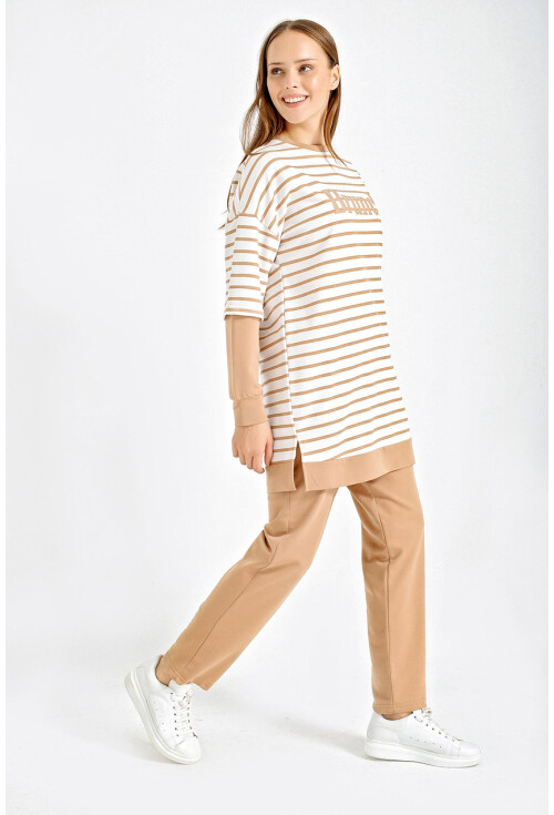 10295 Oversize Çizgili Takım