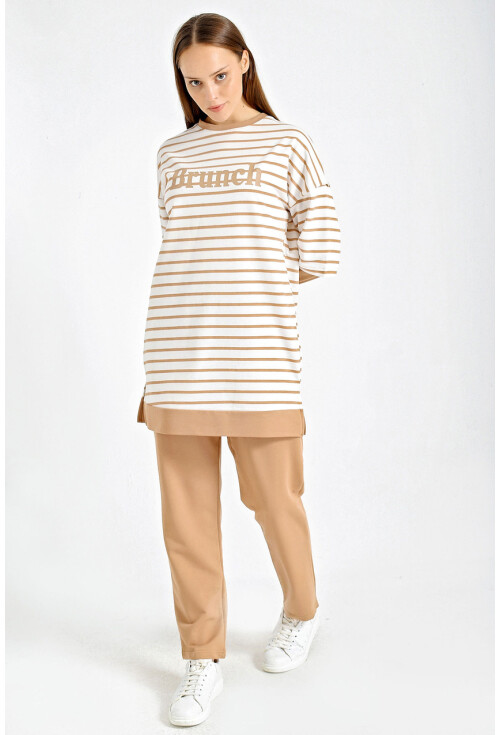 10295 Oversize Çizgili Takım