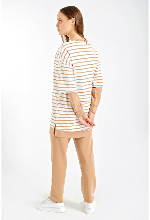 10295 Oversize Çizgili Takım