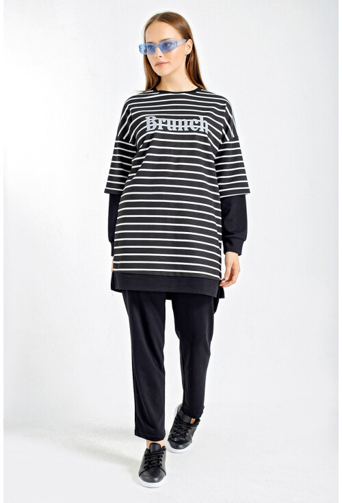 10295 Oversize Çizgili Takım