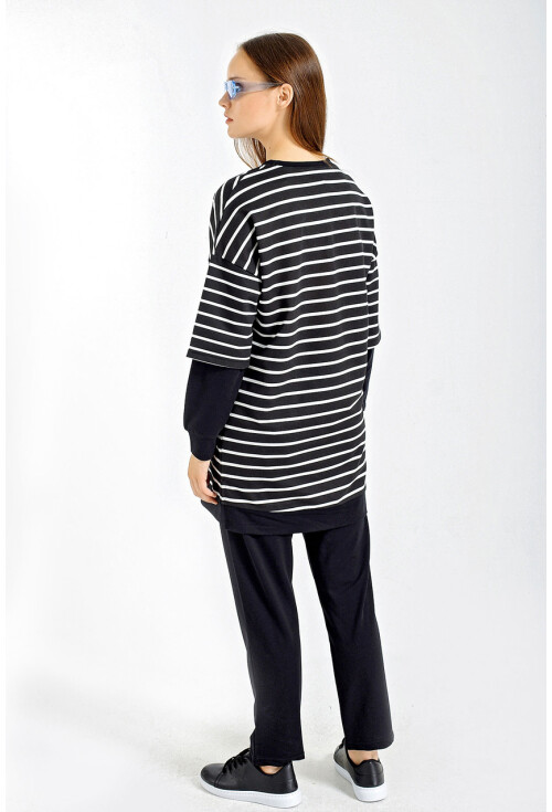 10295 Oversize Çizgili Takım