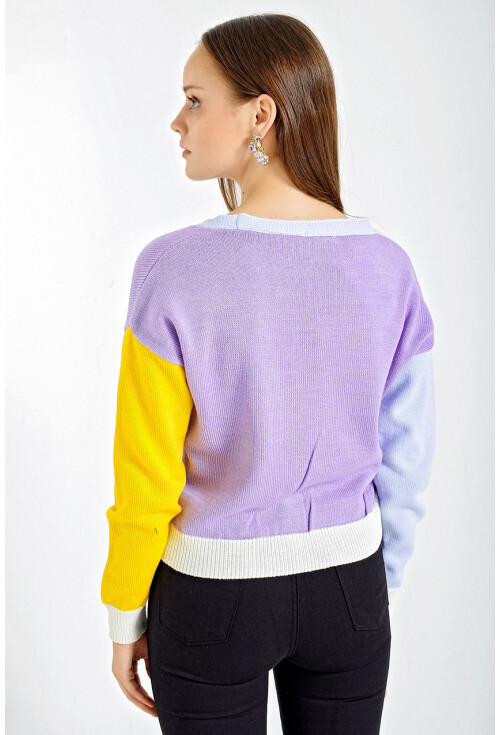 10296 Çok Renkli Oversize Triko Hırka